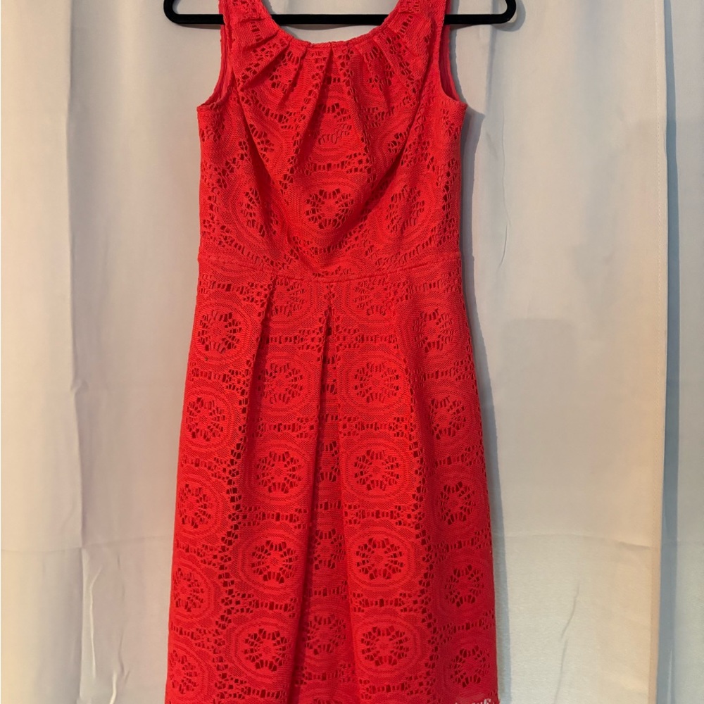Elegant Coral Lace Dress